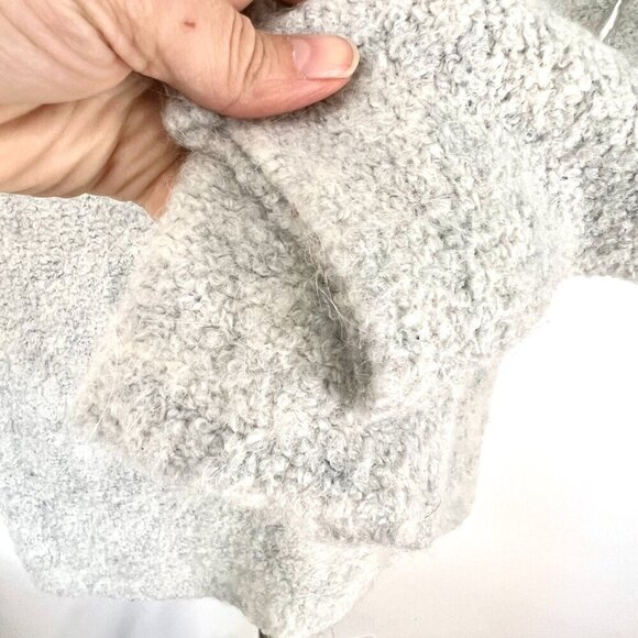 Lord & Taylor Alpaca Wool Heather Gray Cream Textural Knit Mockneck Sweater Sz M - Picture 6 of 13